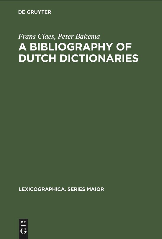 Front cover_A Bibliography of Dutch Dictionaries