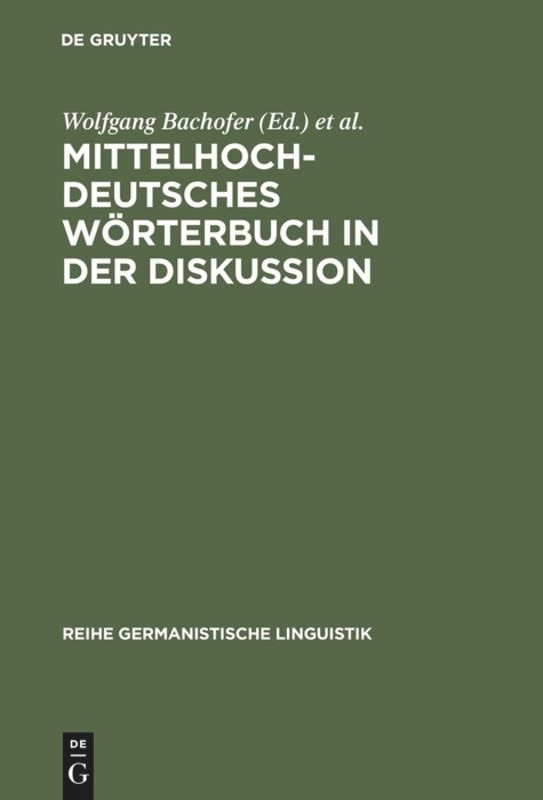 Front cover_Mittelhochdeutsches Wörterbuch in der Diskussion