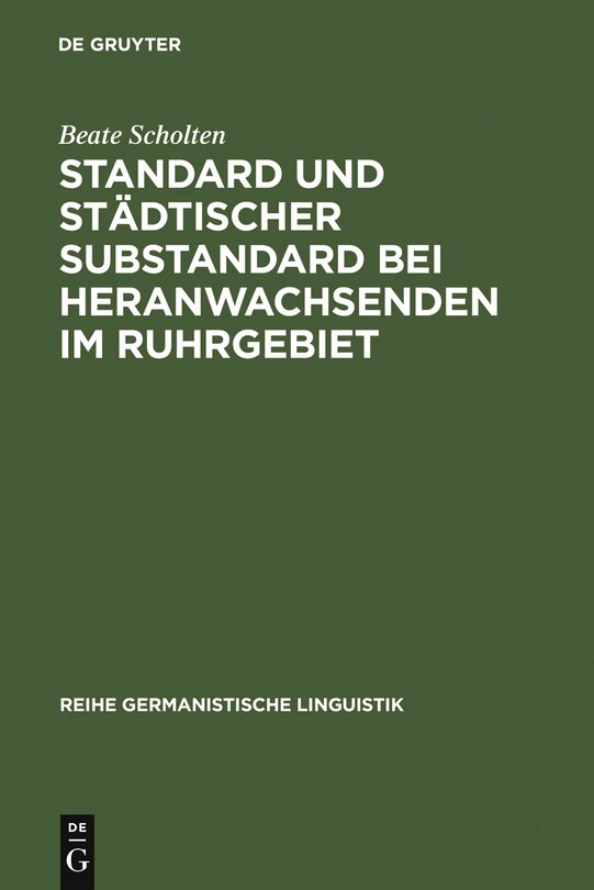 Front cover_Standard und städtischer Substandard bei Heranwachsenden im Ruhrgebiet
