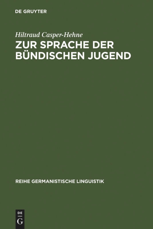 Front cover_Zur Sprache der bündischen Jugend