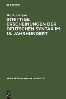 Couverture_Strittige Erscheinungen der deutschen Syntax im 18. Jahrhundert