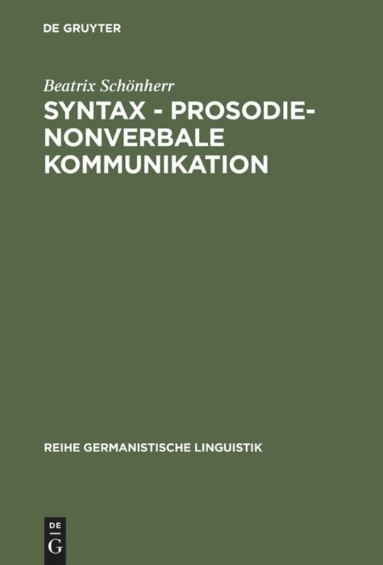 Front cover_Syntax - Prosodie - nonverbale Kommunikation