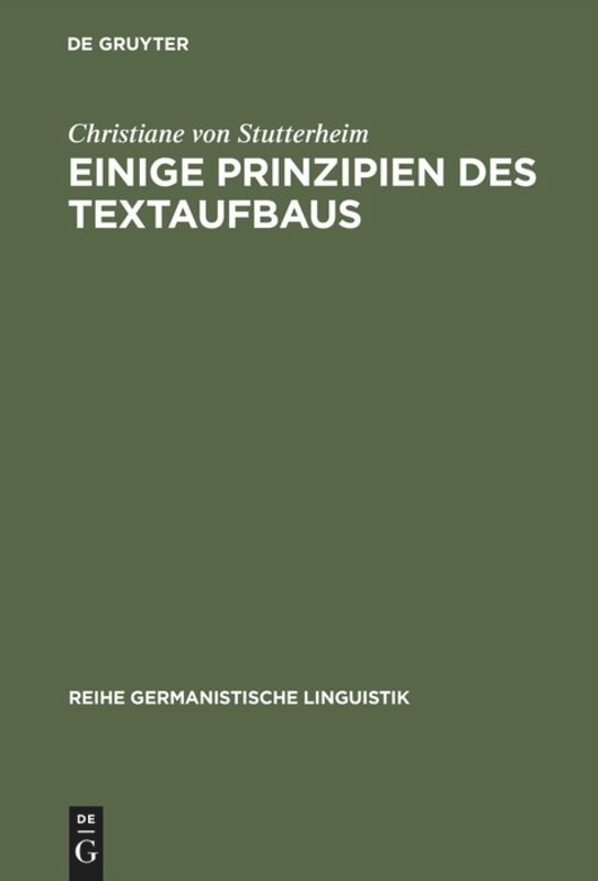 Front cover_Einige Prinzipien des Textaufbaus