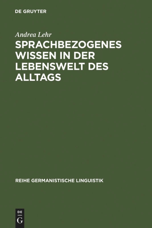 Front cover_Sprachbezogenes Wissen in der Lebenswelt des Alltags