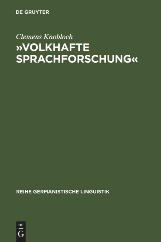 Front cover_»Volkhafte Sprachforschung«