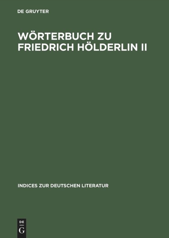 Front cover_Wörterbuch zu Friedrich Hölderlin II