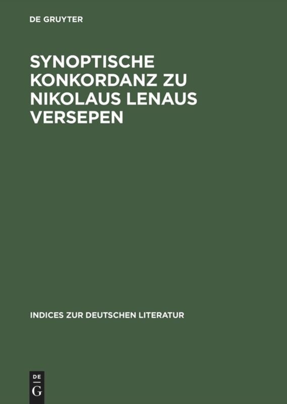 Front cover_Synoptische Konkordanz zu Nikolaus Lenaus Versepen