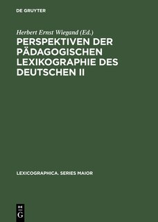 Front cover_Perspektiven Der Pädagogischen Lexikographie Des Deutschen II
