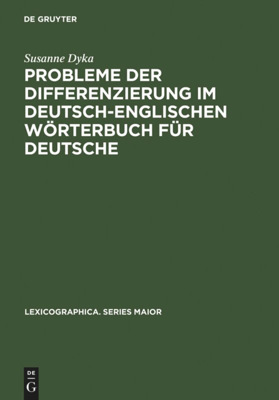 Front cover_Probleme der Differenzierung im deutsch-englischen Wörterbuch für Deutsche