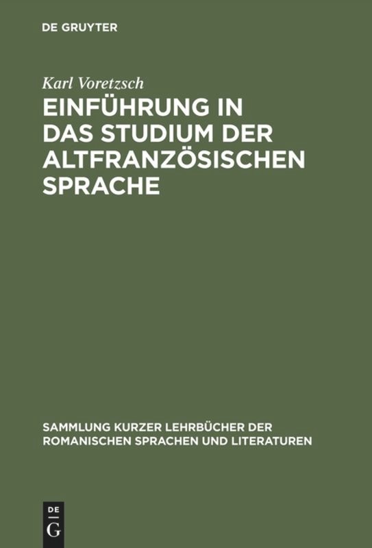 Couverture_Einführung in das Studium der altfranzösischen Sprache
