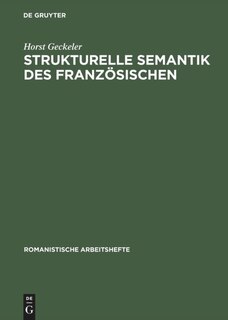 Front cover_Strukturelle Semantik des Französischen