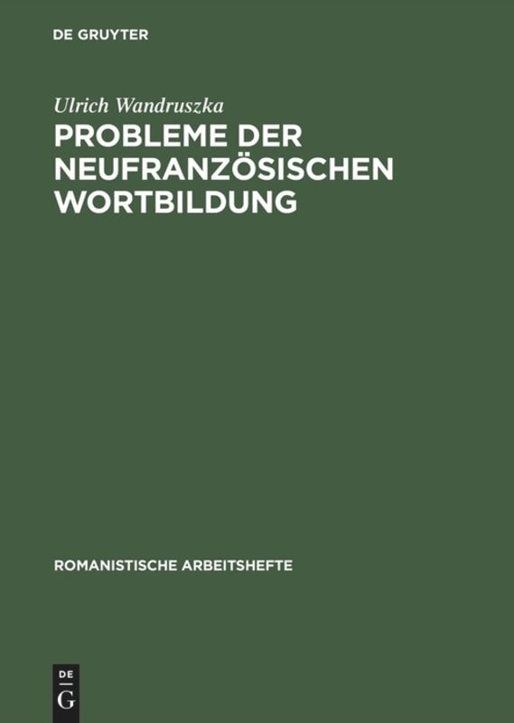 Front cover_Probleme der neufranzösischen Wortbildung