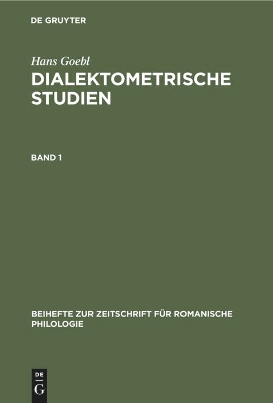 Front cover_Hans Goebl: Dialektometrische Studien. Band 1
