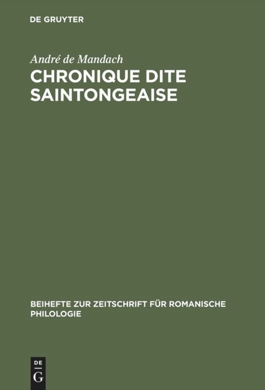 Couverture_Chronique dite Saintongeaise
