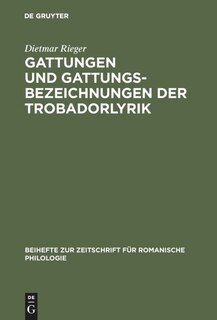 Front cover_Gattungen und Gattungsbezeichnungen der Trobadorlyrik