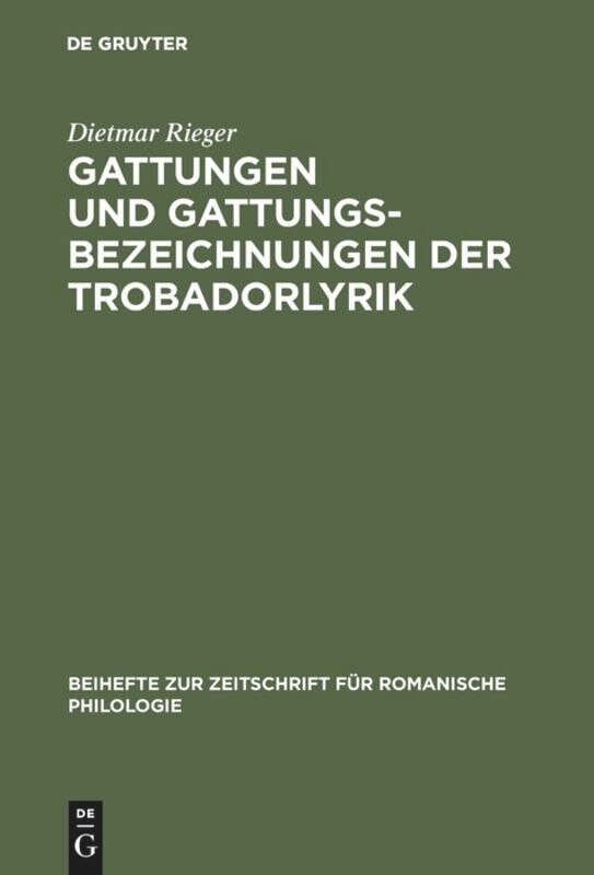 Front cover_Gattungen und Gattungsbezeichnungen der Trobadorlyrik