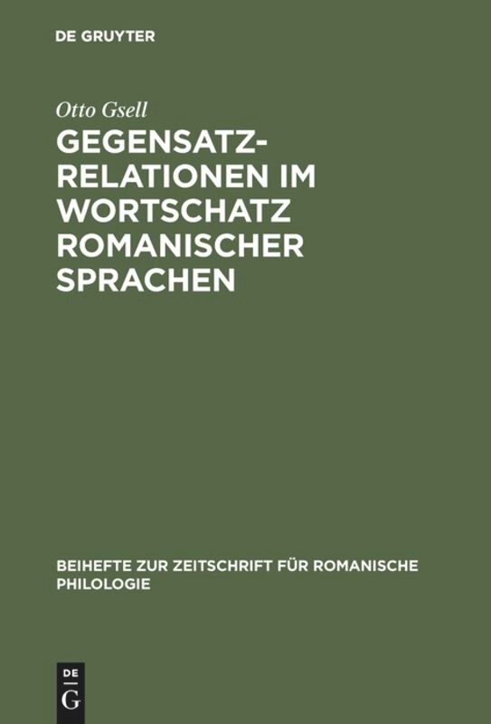 Front cover_Gegensatzrelationen im Wortschatz romanischer Sprachen