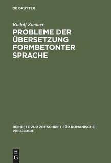 Front cover_Probleme der Übersetzung formbetonter Sprache