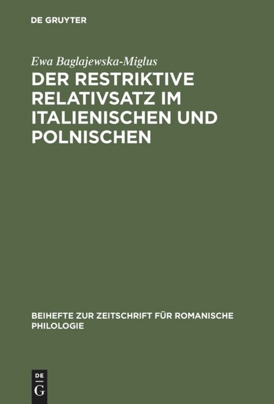 Front cover_Der restriktive Relativsatz im Italienischen und Polnischen