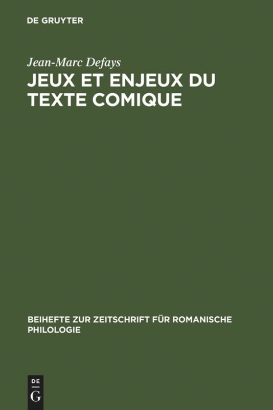 Front cover_Jeux et enjeux du texte comique