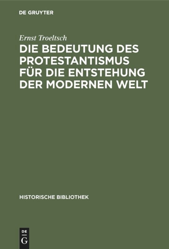 Couverture_Die Bedeutung des Protestantismus für die Entstehung der modernen Welt