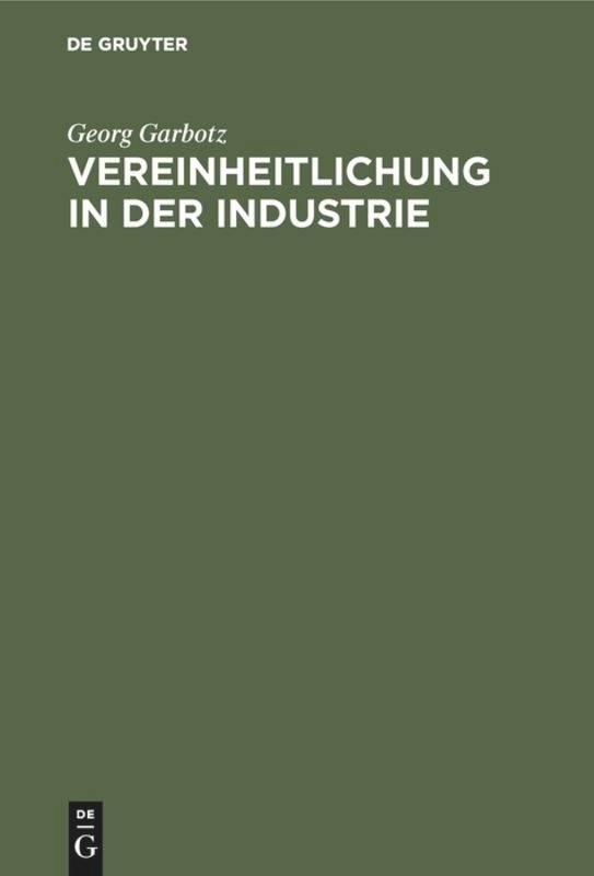 Front cover_Vereinheitlichung in Der Industrie