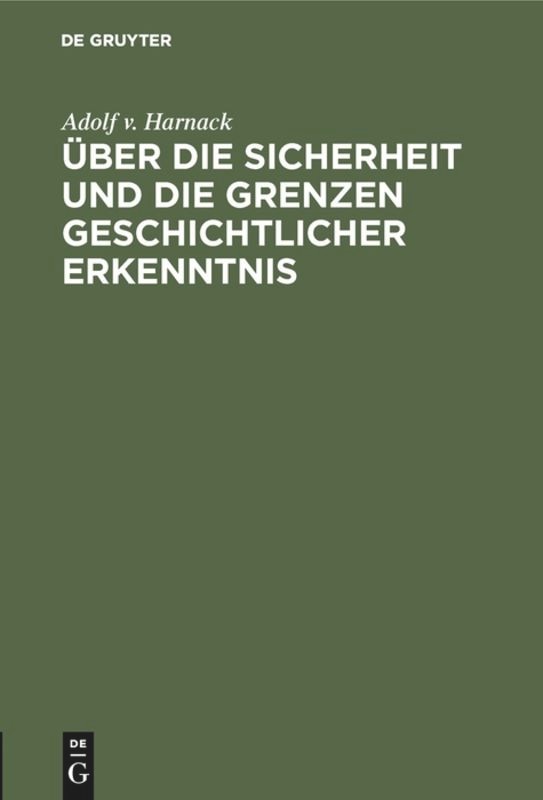 Couverture_Über Die Sicherheit Und Die Grenzen Geschichtlicher Erkenntnis