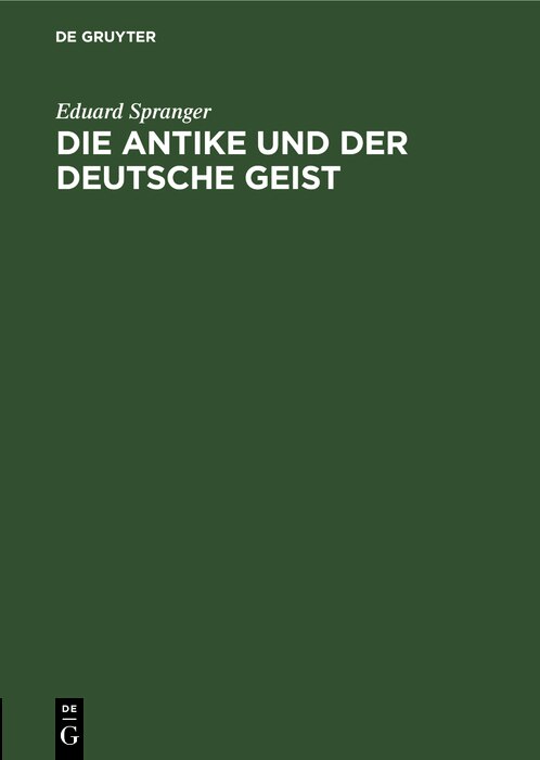 Front cover_Die Antike Und Der Deutsche Geist
