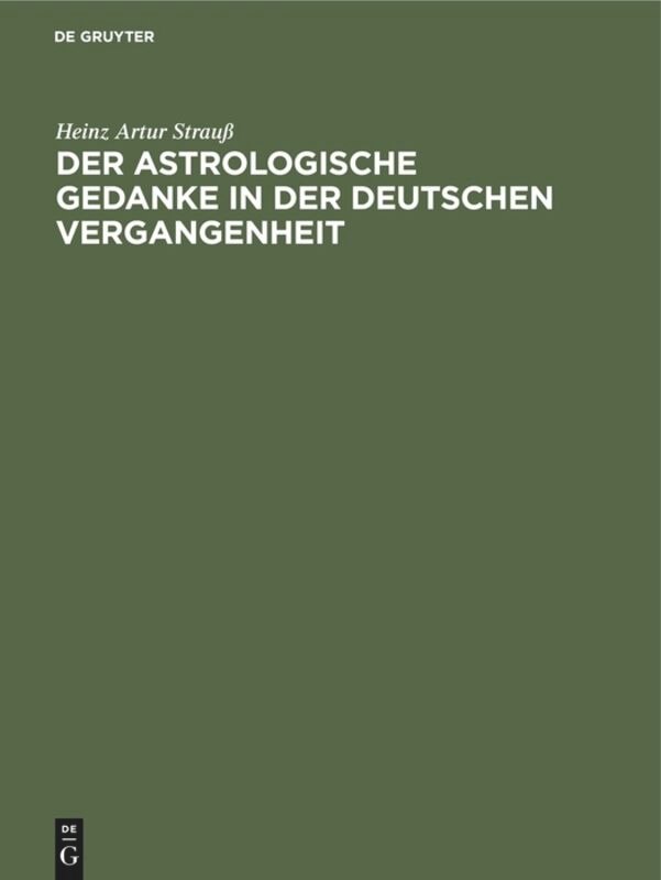 Couverture_Der Astrologische Gedanke In Der Deutschen Vergangenheit