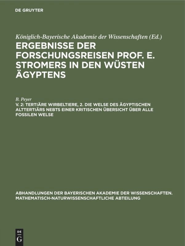 Couverture_Tertiäre Wirbeltiere, 2. Die Welse Des Ägyptischen Alttertiärs Nebst Einer Kritischen Übersicht Über Alle Fossilen Welse