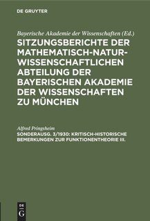 Couverture_Kritisch-Historische Bemerkungen Zur Funktionentheorie III.