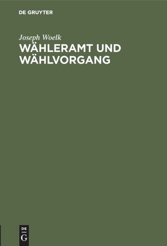 Couverture_Wähleramt Und Wählvorgang
