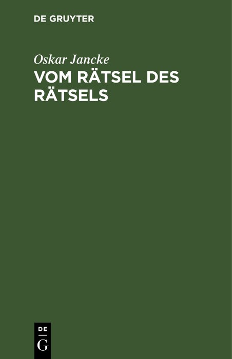 Couverture_Vom Rätsel des Rätsels