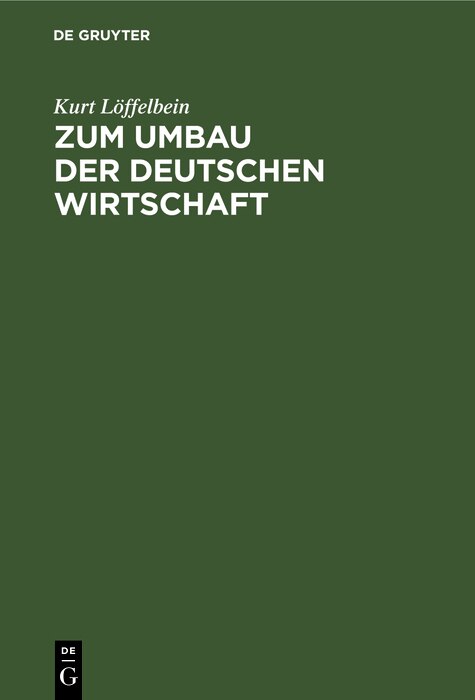 Couverture_Zum Umbau Der Deutschen Wirtschaft