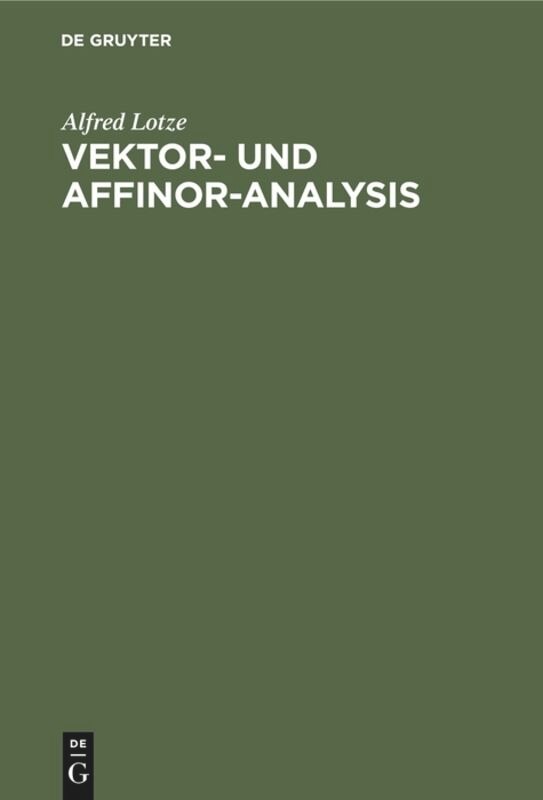 Front cover_Vektor- und Affinor-Analysis
