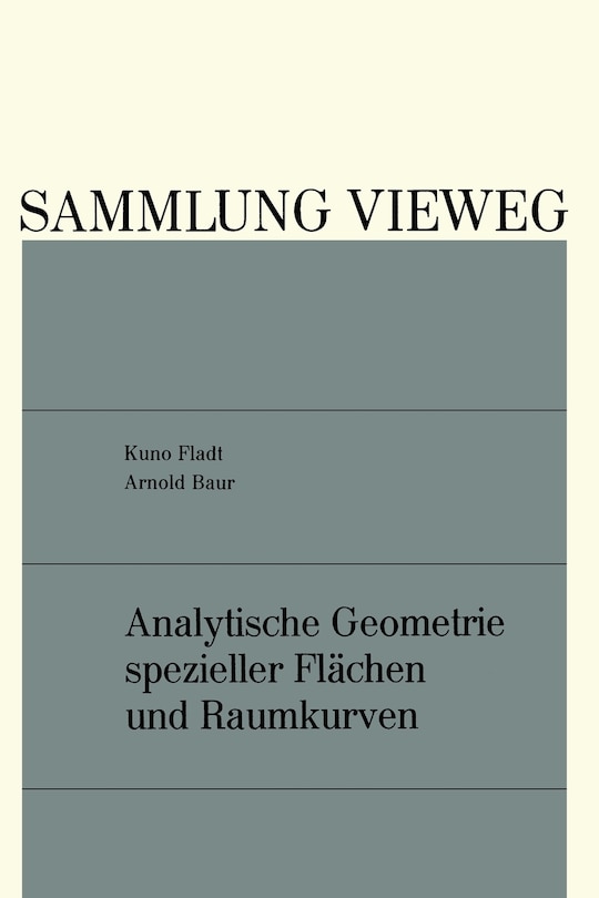 Front cover_Analytische Geometrie Spezieller Flächen Und Raumkurven