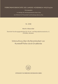 Couverture_Untersuchung über die Benetzbarkeit von Kunststoff-Folien durch Druckfarbe