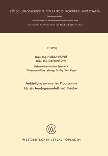 Front cover_Aufstellung normierter Programme für ein Analogiemodell nach Beuken
