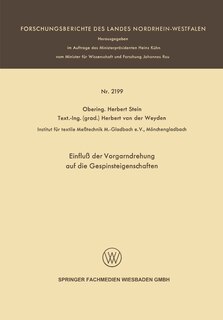 Front cover_Einfluß Der Vorgarndrehung Auf Die Gespinsteigenschaften