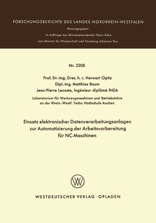 Front cover_Einsatz elektronischer Datenverarbeitungsanlagen zur Automatisierung der Arbeitsvorbereitung für NC-Maschinen