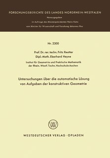 Couverture_Untersuchungen über die automatische Lösung von Aufgaben der konstruktiven Geometrie