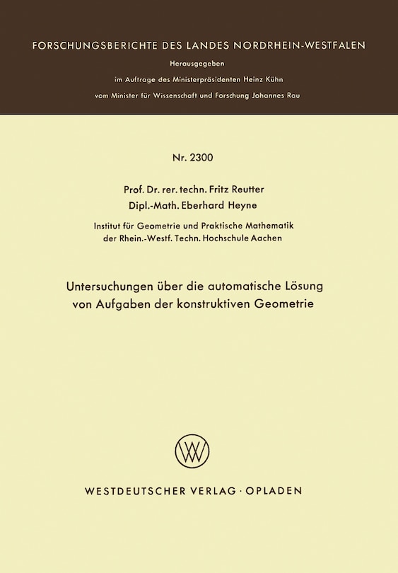 Couverture_Untersuchungen über die automatische Lösung von Aufgaben der konstruktiven Geometrie