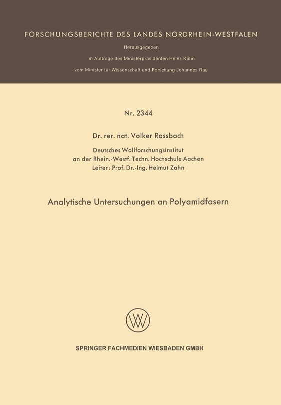Front cover_Analytische Untersuchungen an Polyamidfasern