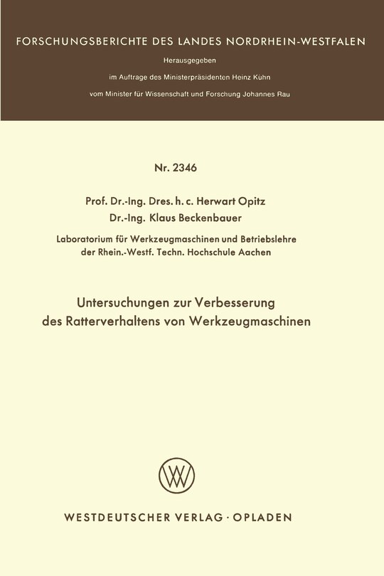 Front cover_Untersuchungen zur Verbesserung des Ratterverhaltens von Werkzeugmaschinen