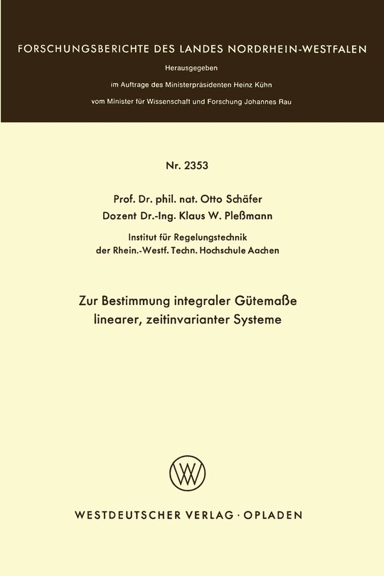 Zur Bestimmung integraler Gütemaße linearer, zeitinvarianter Systeme