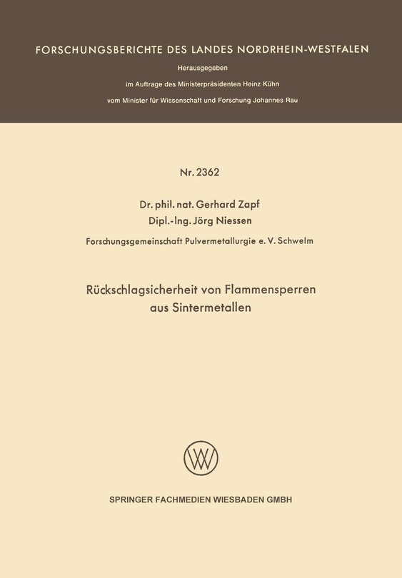 Front cover_Rückschlagsicherheit von Flammensperren aus Sintermetallen