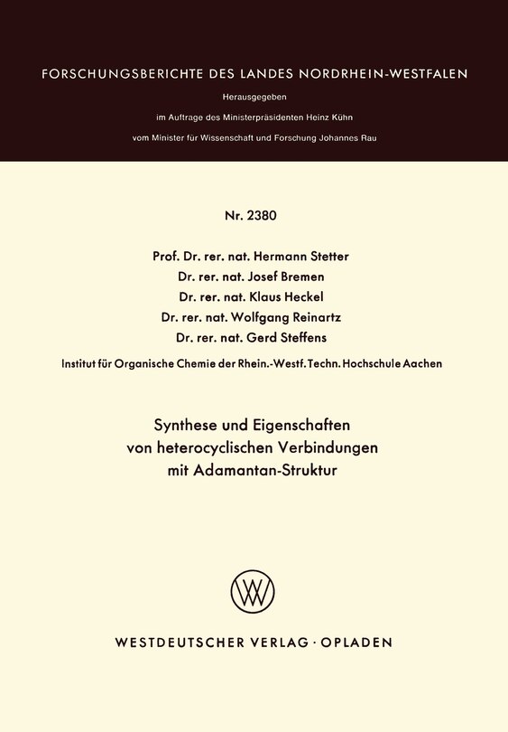 Synthese und Eigenschaften von heterocyclischen Verbindungen mit Adamantan-Struktur