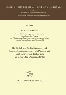 Front cover_Der Einfluß der Austenitisierungs- und Abschreckbedingungen auf die Mengen- und Größenverteilung der Karbide bei gehärteten Werkzeugstählen