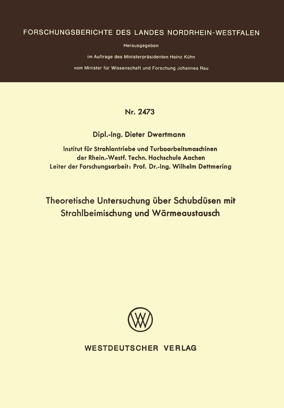 Theoretische Untersuchung über Schubdüsen mit Strahlbeimischung und Wärmeaustausch