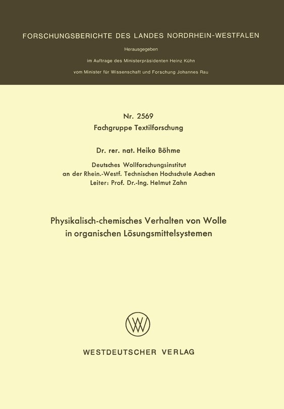 Physikalisch-chemisches Verhalten von Wolle in organischen Lösungsmittelsystemen